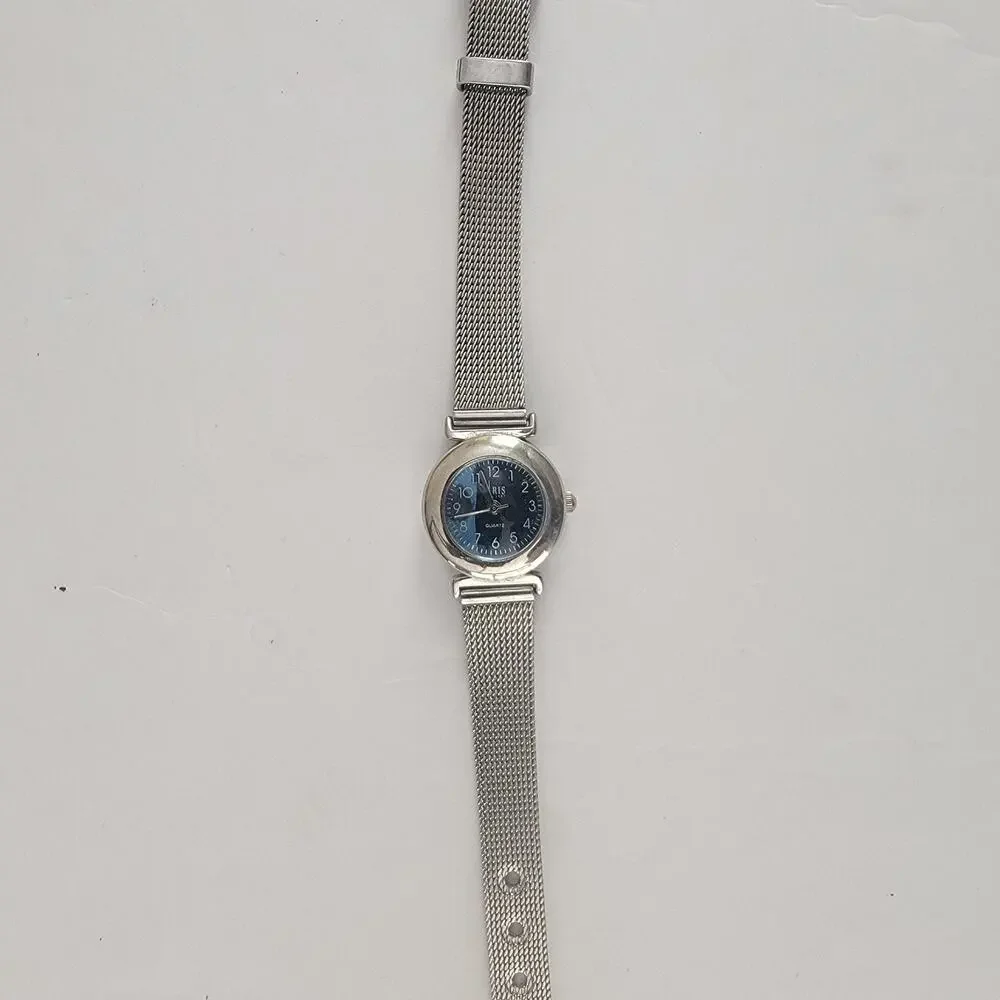 Paris Womens Watch 20mm Blue Dial Silver Case Stainless Mesh Bracelet Quartz